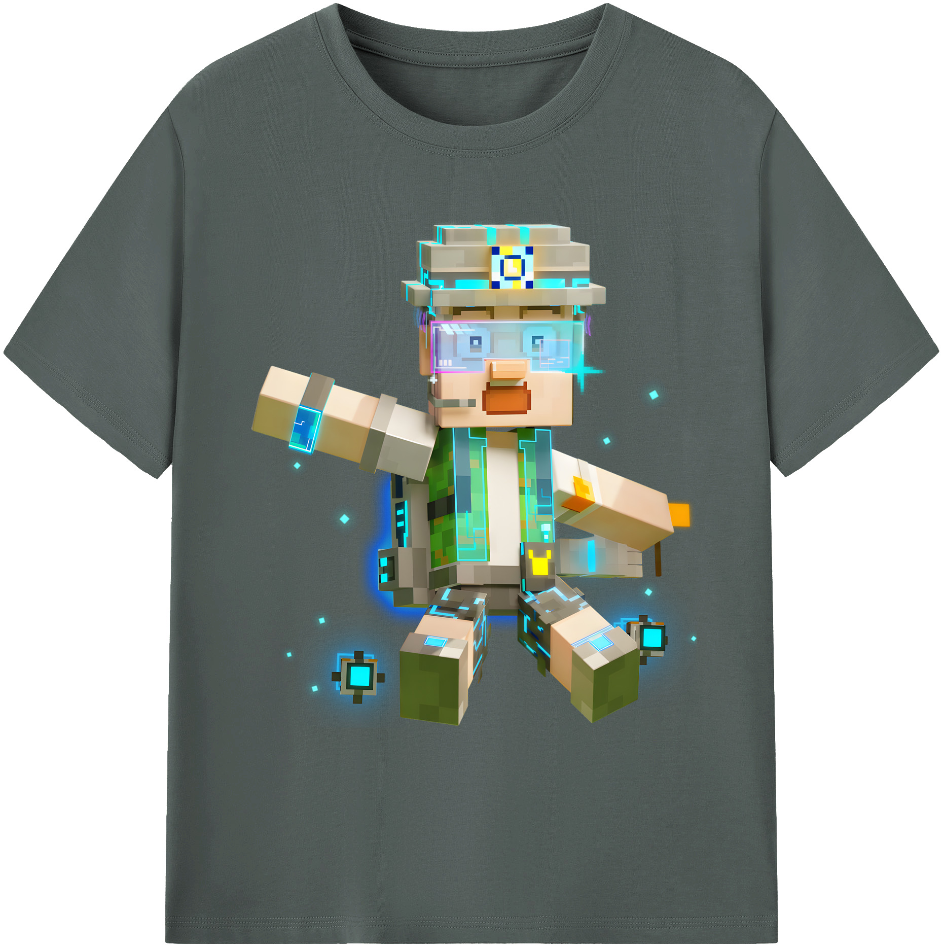 （画像用） マインクラフト ブロックの世界 Minecraft MC Block world 綿100％ メンズ半袖Tシャツ｜肌触りやわらか＆通気性